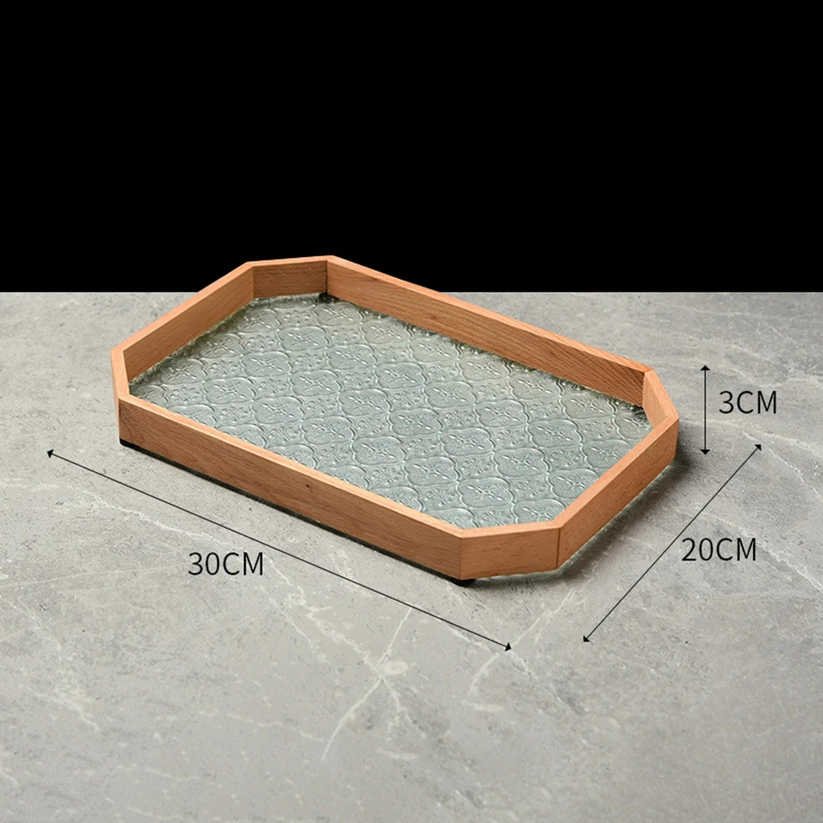 Bandeja de Vidro Organizadora com Base Floral