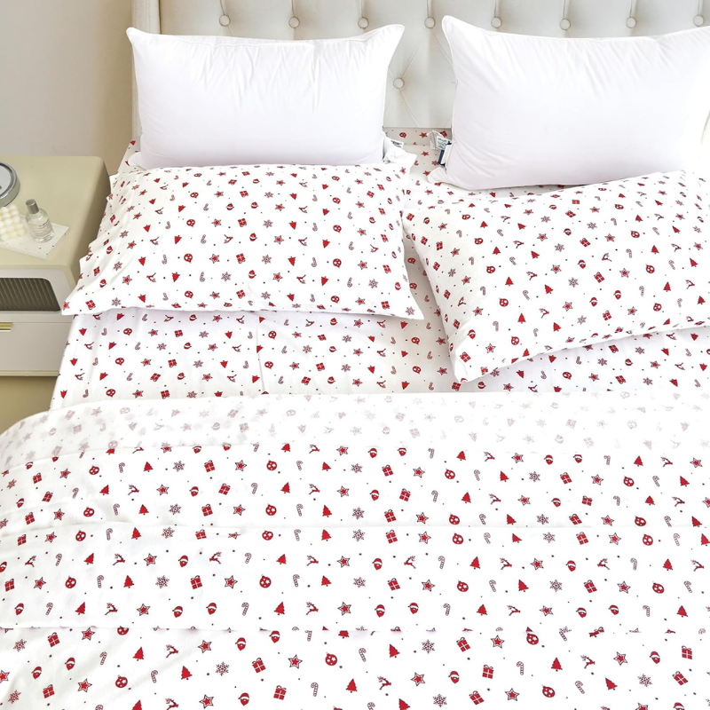 Conjunto de Edredom de Natal em Algodão Egípcio + BRINDES: 2 Almofadas e Capa de Cama