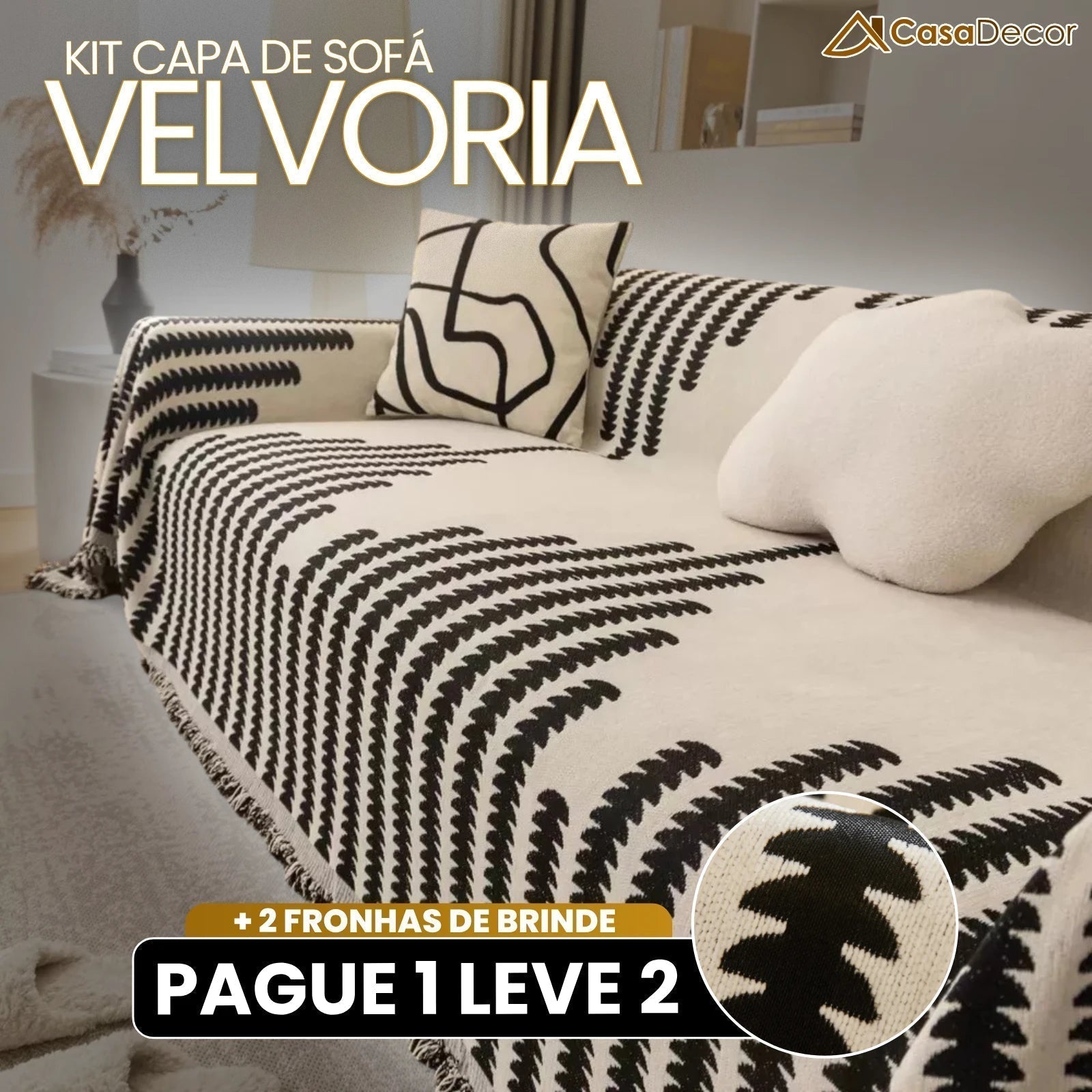 [Pague 1, Leve 2] Capa de Sofá Velvoria (Toque de Luxo no Seu Sofá!) + BRINDE: 2 Almofadas