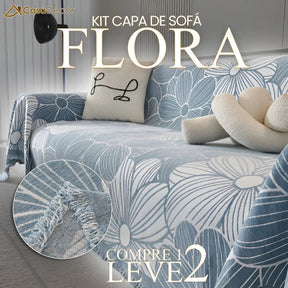 [Pague 1, Leve 2] Capa de Sofá Flora (O Encanto Natural Que Aconchega Seu Sofá!) + BRINDE: 2 Almofadas