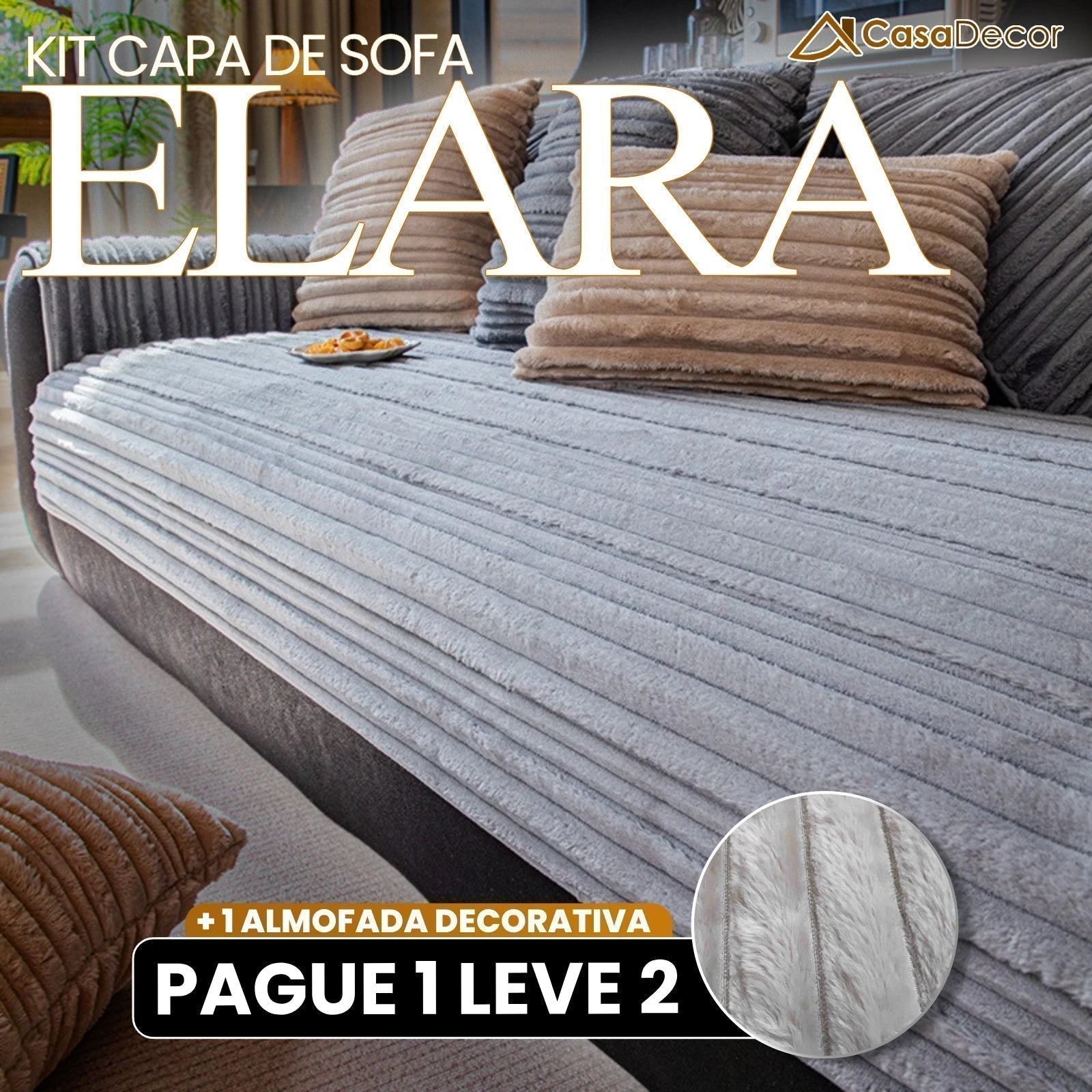 [Pague 1, Leve 2] Capa de Sofá Elara (A Delicadeza que Encanta Sua Sala!) + BRINDE: Almofada Decorativa