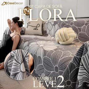[Pague 1, Leve 2] Capa de Sofá Flora (O Encanto Natural Que Aconchega Seu Sofá!) + BRINDE: 2 Almofadas