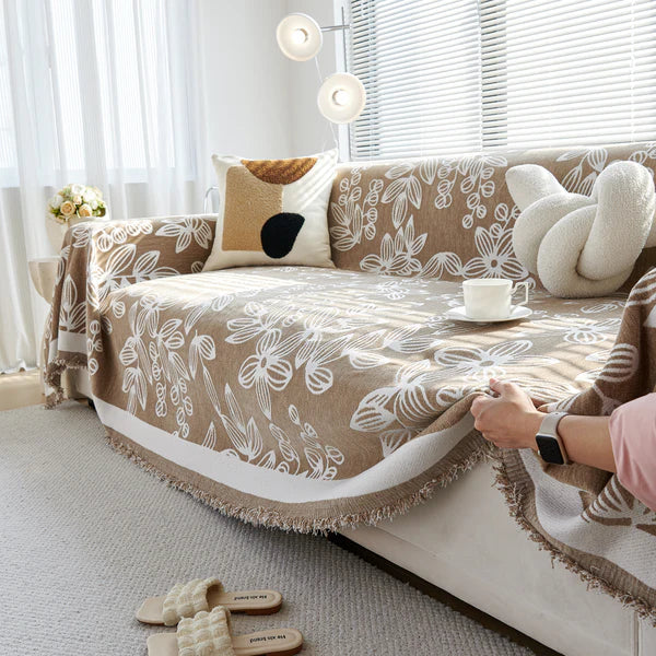 [Pague 1, Leve 2] Capa de Sofá Florinda (O Abraço Floral Que Aconchega Seu Lar!) + BRINDE: 2 Almofadas