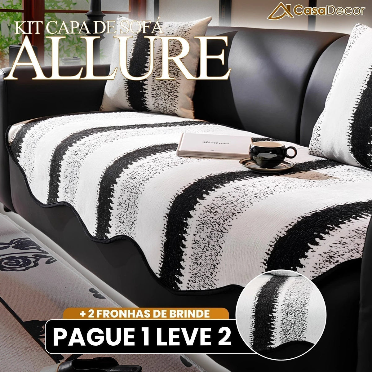 [Pague 1, Leve 2] Capa de Sofá Allure (O Luxo Que Transforma Seu Sofá!) + BRINDE: 2 Fronhas
