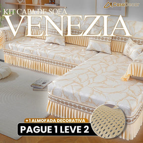 [Pague 1, Leve 2] Capa de Sofá Venezia (Toque de Charme Italiano pra Sua Sala!) + BRINDE: 2 Almofadas