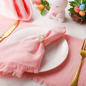 Conjunto Anéis de Guardanapo de Tecido Flor e Pérola