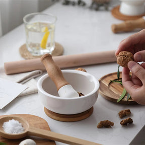 Pilão com Macerador de Cerâmica Base de Madeira