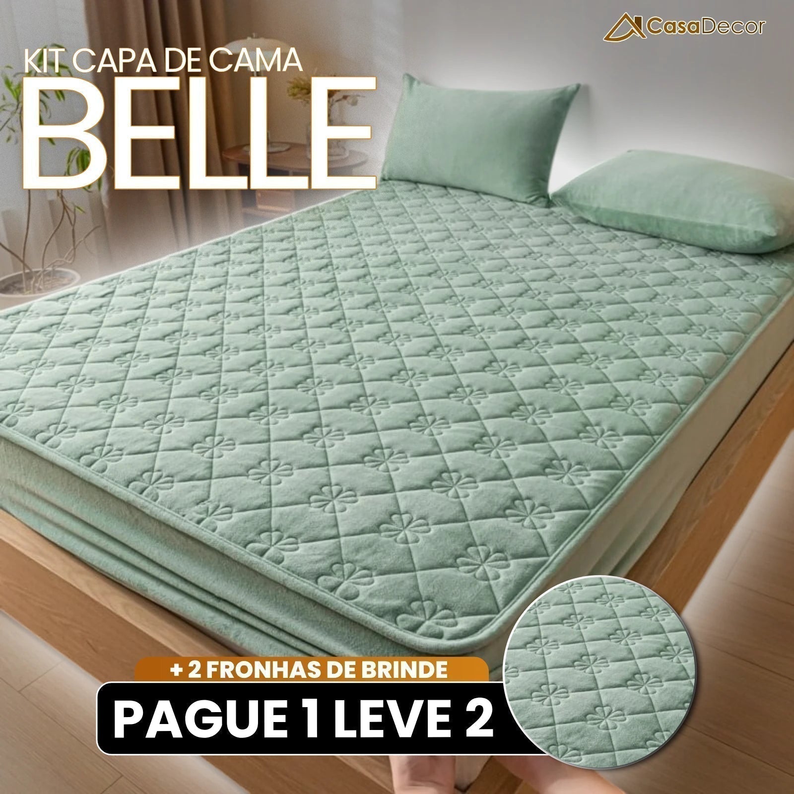[Pague 1, Leve 2] Capa de Cama Belle (Aconchego em Um Só Lugar!) + BRINDE: 2 Fronhas
